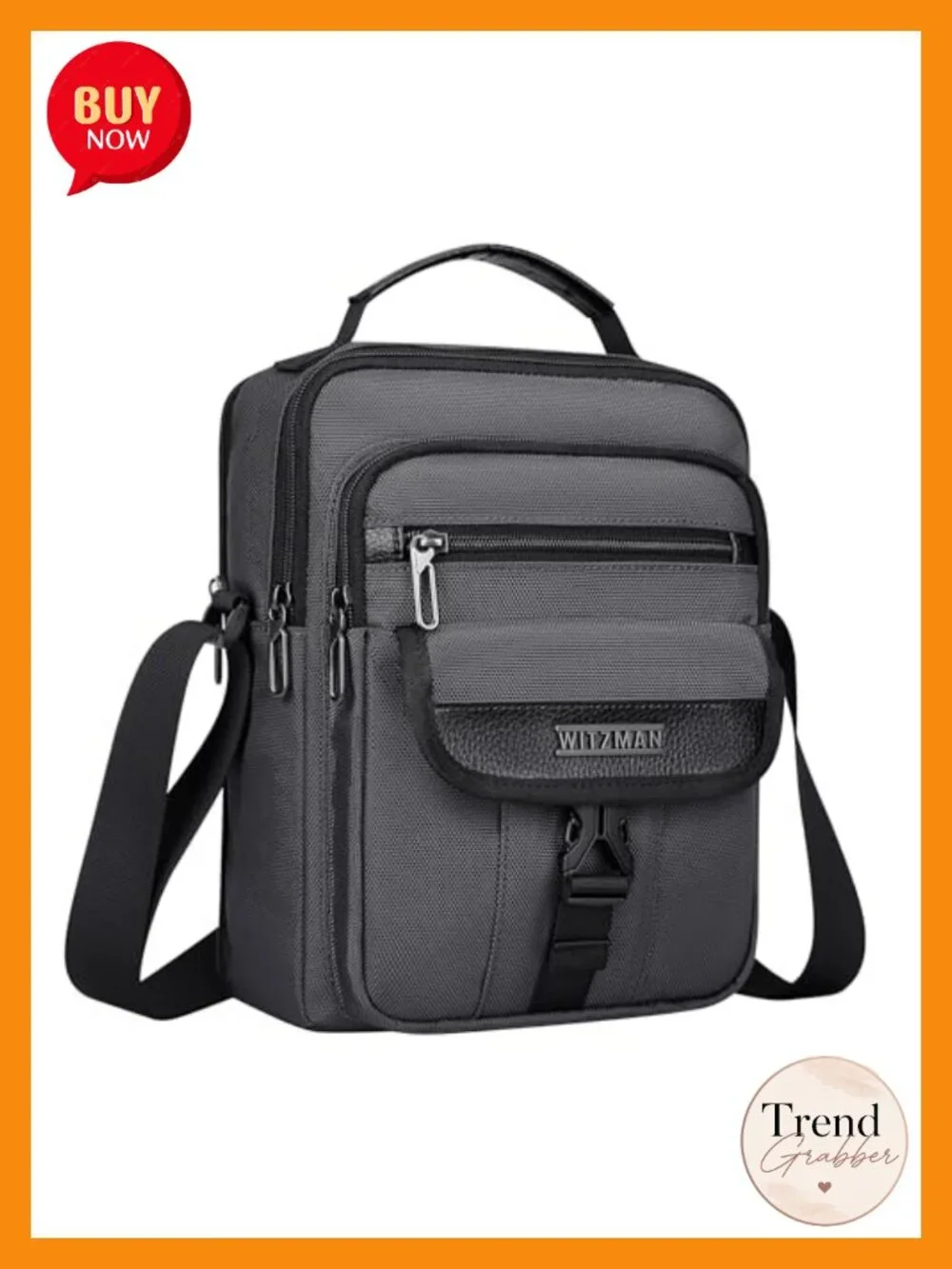 Men's Crossbody Sling Bag Water-Resistant Nylon Travel Messenger with